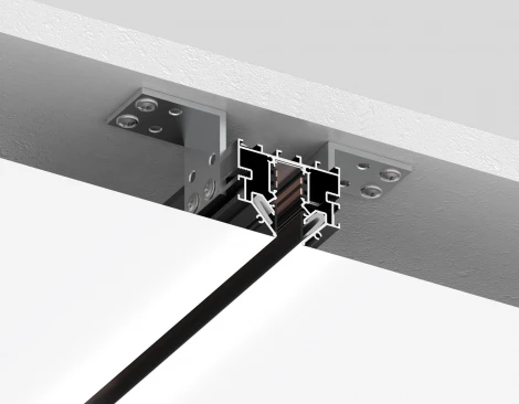 Шинопровод магнитный для монтажа в натяжной ПВХ потолок системы крепления гарпун черный Magnetic standard 48V 3м 10mm Ambrella Track System GL1950