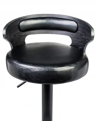 Стул барный DOBRIN FRED BLACK (чёрное дерево, чёрный) 1018_BlackBase-LMZ BLACK, цвет сиденья черный, каркаса черное основания черный