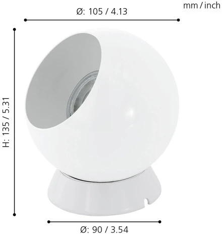 Интерьерная настольная лампа Eglo Petto 1 94513 (220V, выключатель, шар)