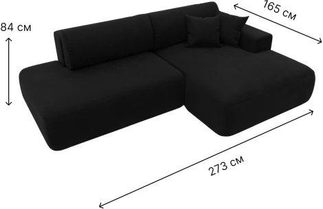 Диван угловой Лига-036 НПБ Модерн правый угол (Черный/Микровельвет) Лига Диванов арт.121399