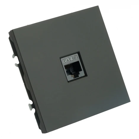 Розетка Ethernet RJ-45 (черный уголь, soft touch) Stekker Эмили 49847