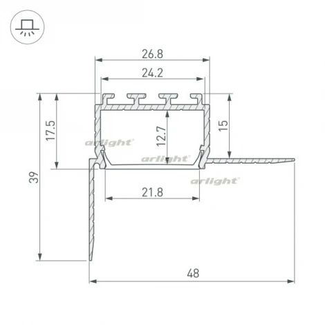 Профиль PLS45-F-HIDE-2000 (Алюминий) 026547 Arlight