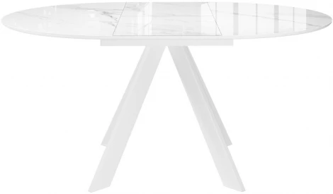 Стол DikLine SFC110 d1100 стекло Оптивайт Белый мрамор/подстолье белое/опоры белые 00-00070097