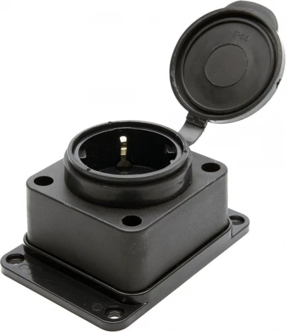 Розетка с заземлением и крышкой (черный) Stekker Одри 39018
