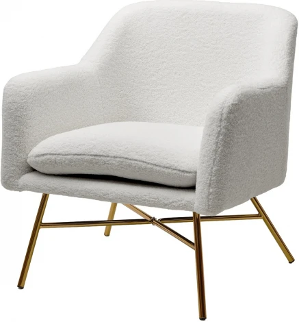 Кресло SHEEP NINI-01 Белый, teddy / золотой каркас М-City