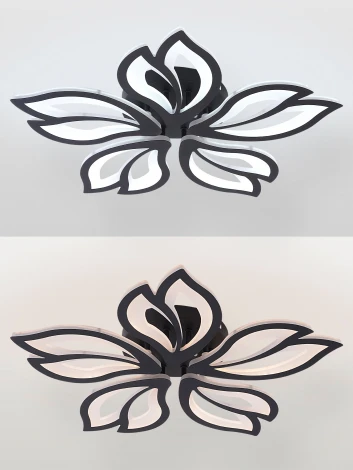 Потолочная люстра светодиодная с пультом ДУ 110W, черный, LED Natali Kovaltseva Fortuna LED LAMPS 81107/5C (регулировка яркости, 220V, цветы)