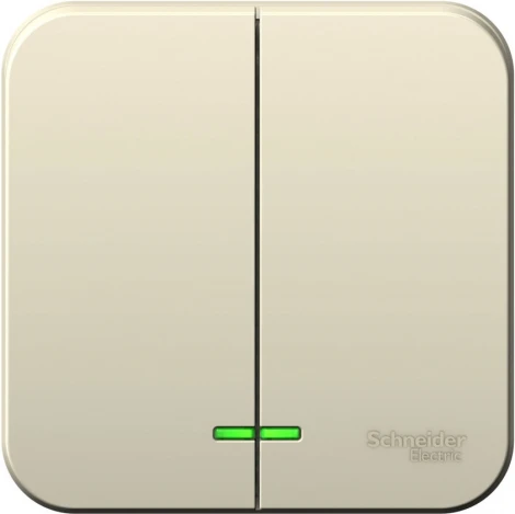 Выключатель накладной двухклавишный с подсветкой (молочный) Systeme Electric Blanca BLNVA065112