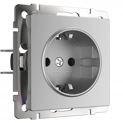 Розетка с заземлением (серебряный) Werkel W1171006 (a050881)