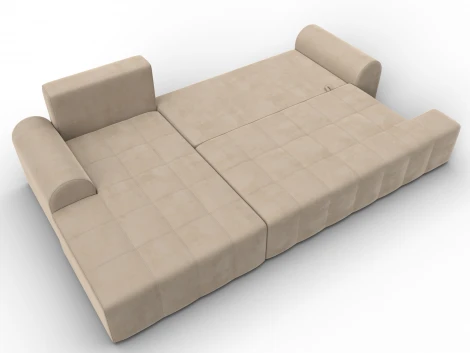 Диван угловой Лига-080 угол левый (ДСП/Пластик/Велюр/Бежевый) Лига Диванов 134745L