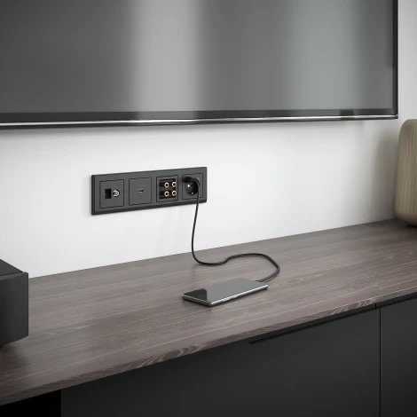 Розетка ТВ+Ethernet RJ-45 6 cat.(черный матовый) Werkel W1181308 (a056112)