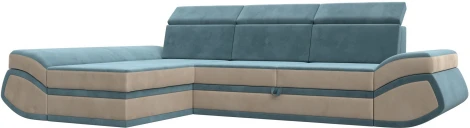 Диван угловой Лига-032 левый угол (Бирюзовый,Бежевый/Велюр) Лига Диванов арт.121644L
