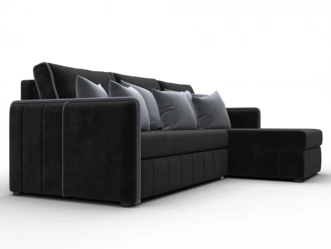 Диван угловой Лига-078 угол универсальный (ДСП/Пластик/Велюр/Черный,Серый) Лига Диванов 130991