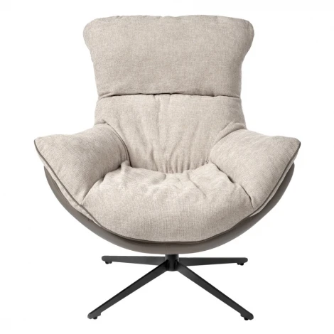 Комплект кресло HUG светло-серый, экокожа, шенилл с оттоманкой светло-серый, экокожа Bradex Home арт.FR 1013K