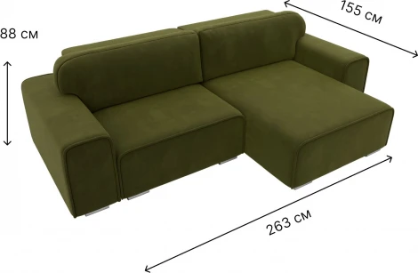 Диван угловой Лига-029 правый угол (Зеленый/Микровельвет) Лига Диванов арт.121920