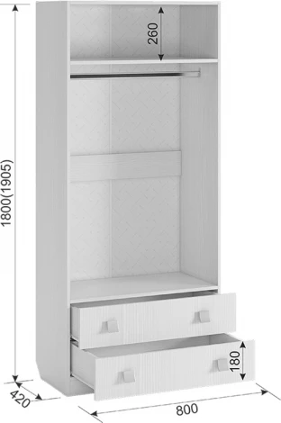 Фэнтези Шкаф комбинированный (с ящ. 2-створчатый), цвет белый рамух Mebelson (арт.MDF-01.1747)