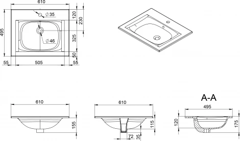 Мебельная раковина Am.Pm Spirit V2.0 60