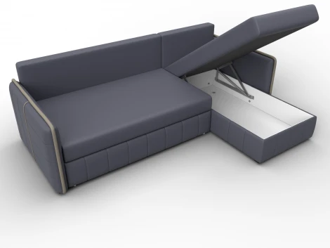 Диван угловой Лига-078 угол универсальный (ДСП/Пластик/Экокожа/Серый,Бежевый) Лига Диванов 130985