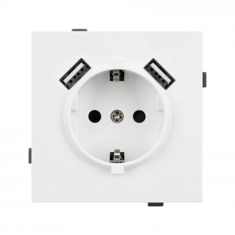 Механизм розетки с USB зарядкой SCT-TENDO-MUAA-PL-WH (230V, 16A) (Arlight, Белый) 054082