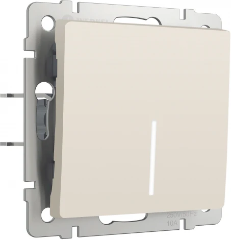 Выключатель одноклавишный проходной с подсветкой (айвори матовый) Werkel W1112162 (a062418)