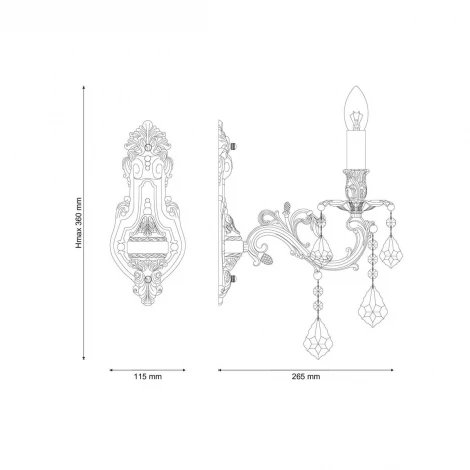 Бра Lucia Tucci Barletta W122.1 coffe gold (220V, подвески, подсвечник, свеча)