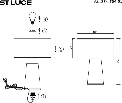 Настольная лампа ST Luce Jackie SL1354.504.01 Бежевый/Бежевый, Черный E27 1*40W (220V, выключатель, круглые)