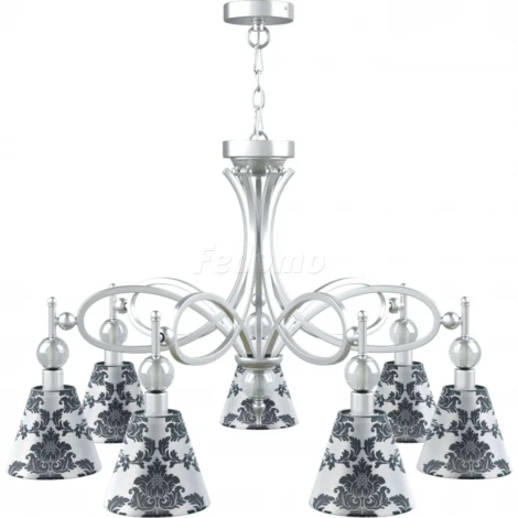 Люстра подвесная Lamp4you, 7 плафонов, хром с прозрачным, белым и черным