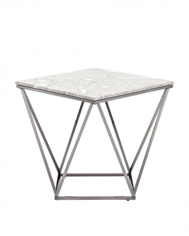 Журнальный столик Stool Group Авалон 61*61 серый мрамор сталь темный хром УТ000036334