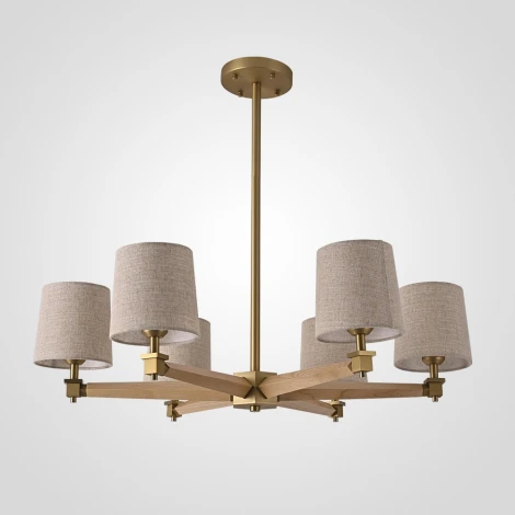 Потолочная люстра на штанге Jorgenson D85 Beige/Light Wood By ImperiumLoft Stavra01 (220V)