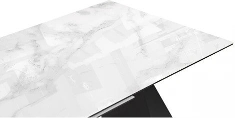 Стеклянный стол Woodville Денхольм 240(290)х100х75 белый мрамор / черный 553548