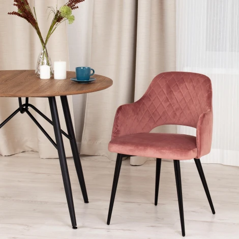 Кресло VALKYRIA (mod. 711) / 1 шт. в упаковке (Ткань,Металл /Коралловый,Черный)