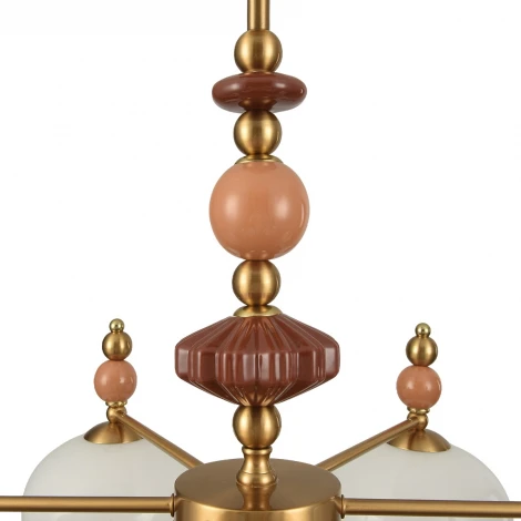 Потолочная люстра на штанге Lumion Piccolo 8425/6C бронза/белый/бежевый/коричневый, металл/керамика/стекло E27 6*60W 220V