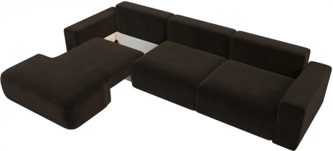 Диван угловой Лига-036 НПБ Классик Лонг левый угол (Коричневый/Микровельвет) Лига Диванов арт.121383L