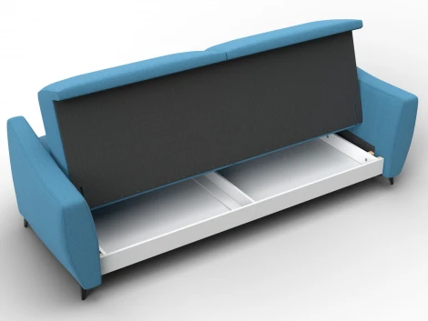 Диван-книжка Лига-095 НПБ (ДВП,ДСП,ЛДСП,Брус,Фанера,ЛДВП/Металл/Рогожка/Голубой) Лига Диванов 132565