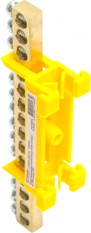 Шина заземления на изоляторе на DIN-рейку 14 выводов (желтый) Stekker 49565