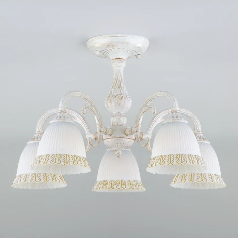 Потолочная люстра на штанге Eurosvet Campina 60107/5 белый с золотом (220V)