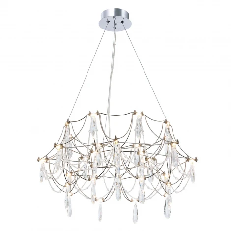 Подвесная люстра светодиодная хрустальная с пультом с регулировкой цветовой температуры Modelux ML.5603.600P СН