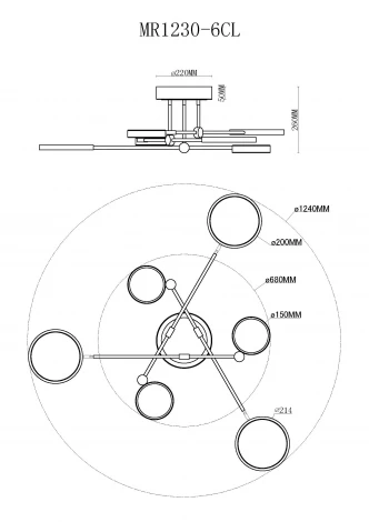 Потолочная люстра на штанге MyFar Mandy MR1230-6CL (LED)