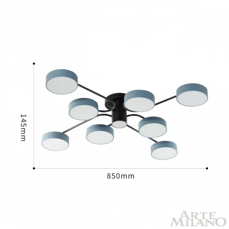 Потолочная люстра на штанге Arte Milano Ferrara 253039/8+1 Bk/Gr (LED, 220V, круглые)