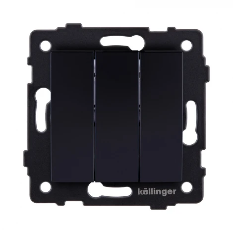 Выключатель 3-клавишный 10А/250В изогнутый, черный Kollinger REA-R-012BK для Aspekt, Eleganz, Reflex