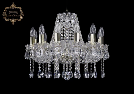 Подвесная люстра Art Classic 11.12 11.12.12.165.Gd.Sp (220V, хрусталь, на цепи, подсвечник, свеча)