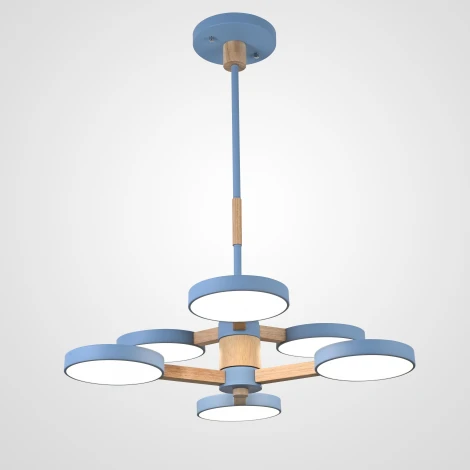 Потолочная люстра Wi-Fi на штанге Turna Dbl L6 Blue By ImperiumLoft Turna-Dbl01 (LED, 220V, голосовое управление, умный дом - Алиса)