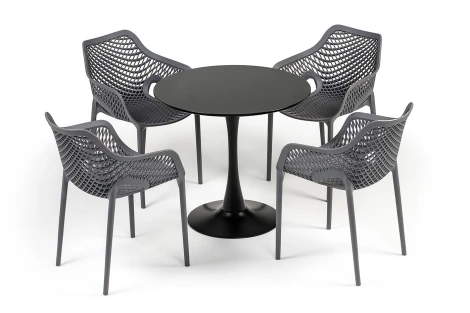 "Беллини" обеденная группа на 4 персоны, цвет темно-серый 4SIS ВC2T-3-SET