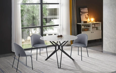 Стол DT-63 мрамор/черный (d110)