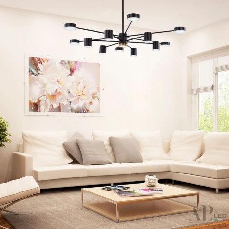 Потолочная люстра на штанге светодиодные APL LED Ferrara 3307.6293-12 Black