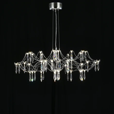 Подвесная люстра светодиодная с пультом и хрустальными подвесками Asfour MyFar Ersilia MR2661-60P-76AP