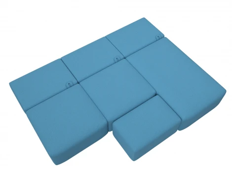 Диван угловой модульный с пуфом Лига-060 НПБ Лонг угол универсальный (ЛДСП,Брус,Фанера/Пластик/Рогожка/Голубой) Лига Диванов 129721