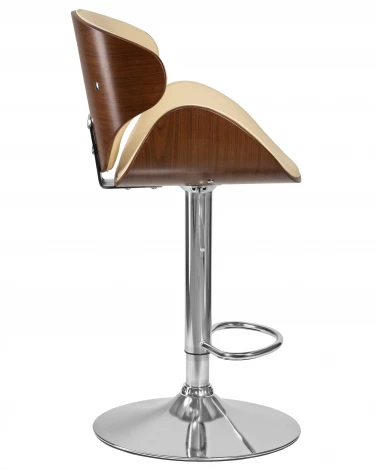 Стул барный DOBRIN KARTER (коричневое дерево, кремовый) 4905-LMZ KARTER, цвет сиденья кремовый, каркаса коричневое основания хром