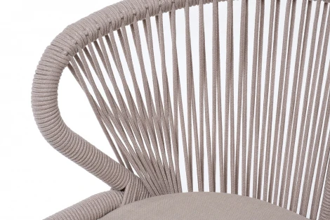 "Милан" стул плетеный из роупа, каркас алюминий (RAL1001), роуп бежевый круглый, ткань бежевая 4SIS арт.УТ-00004797