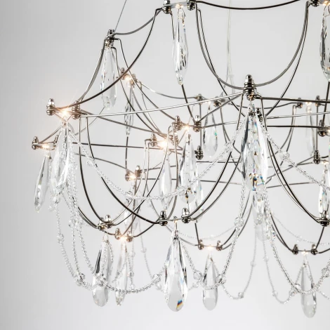 Подвесная люстра светодиодная хрустальная с пультом с регулировкой цветовой температуры Modelux ML.5603.600P СН