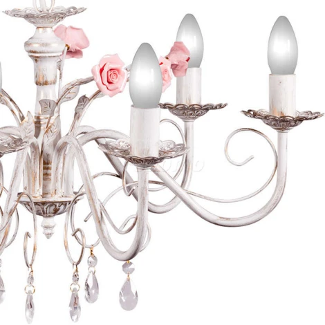 Люстра подвесная Day&Night, 6 ламп, белый с золотом, розовым и прозрачным